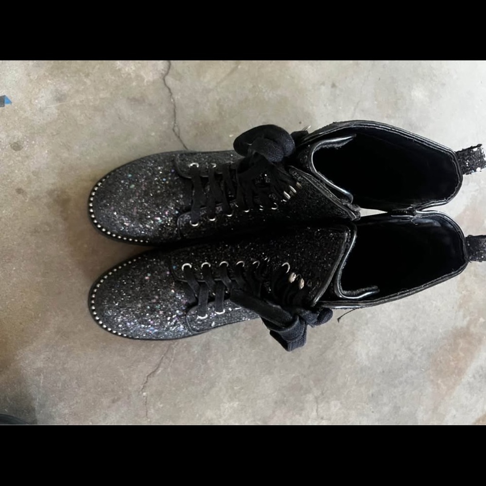 Portland Boot Co. Leather Glitter Combat Boots